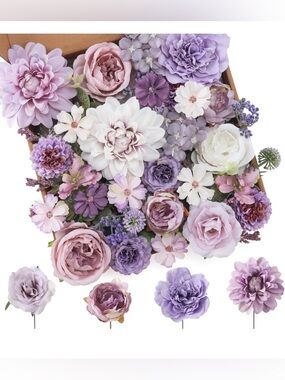 NIB Floweroyal Faux Flower Mix, Purple Blend Combo, DIY,Wedding,Bouquets